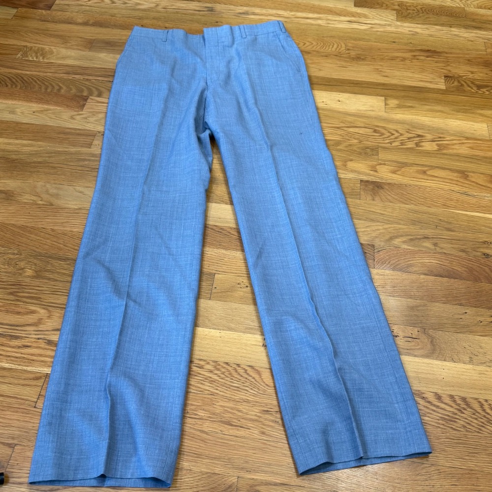 John Alexander Mens Light Blue Textured Dress Pants Straight Leg Trousers 34x34